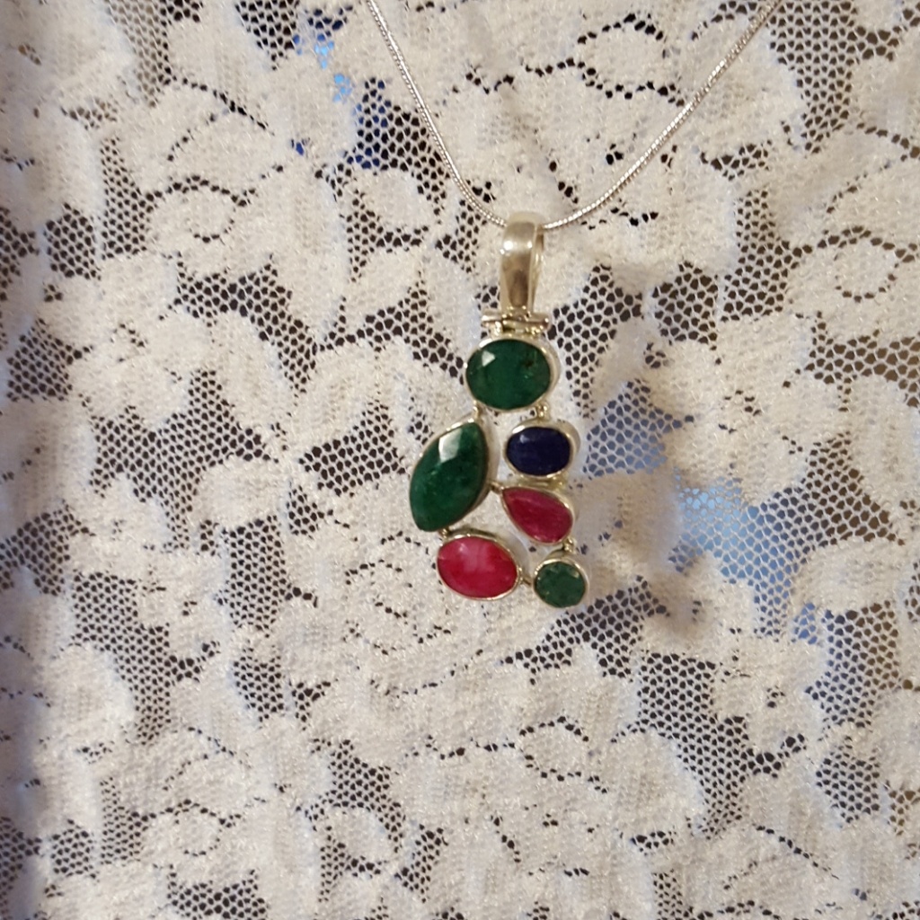 Sterling Silver Necklace Gemstone Pendant